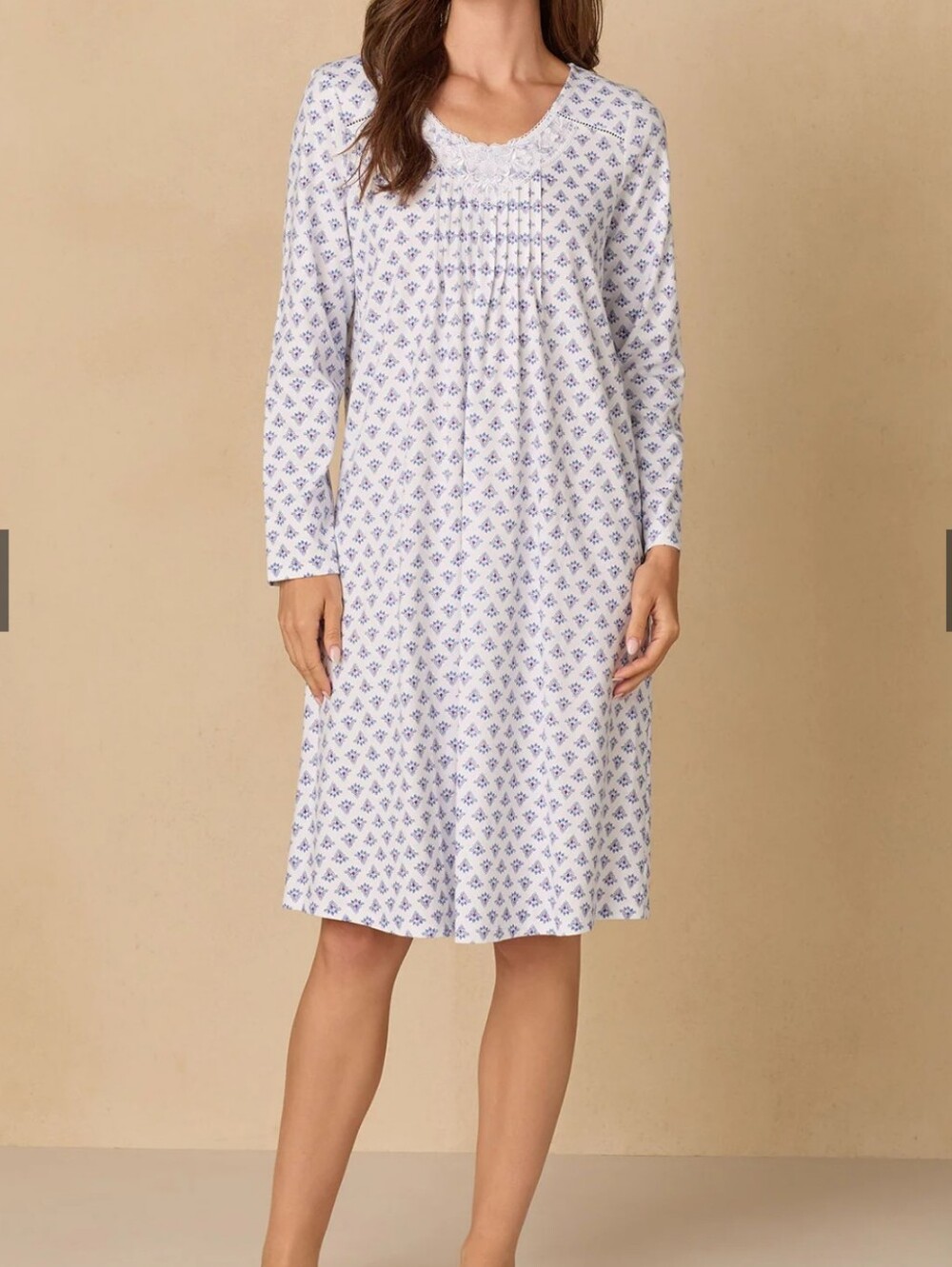 Carole Hochman Blue Medallion Waltz Cotton Jersey Nightgown Large - Picture 2 of 8
